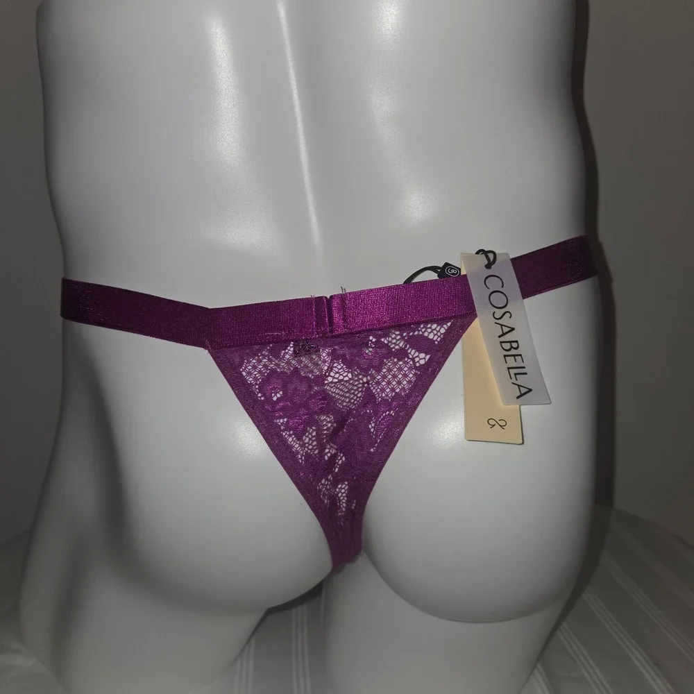 Cosabella Men's Thong Stretch Italian Lace Mid-Rise‎ Underwear Swiss Beet
